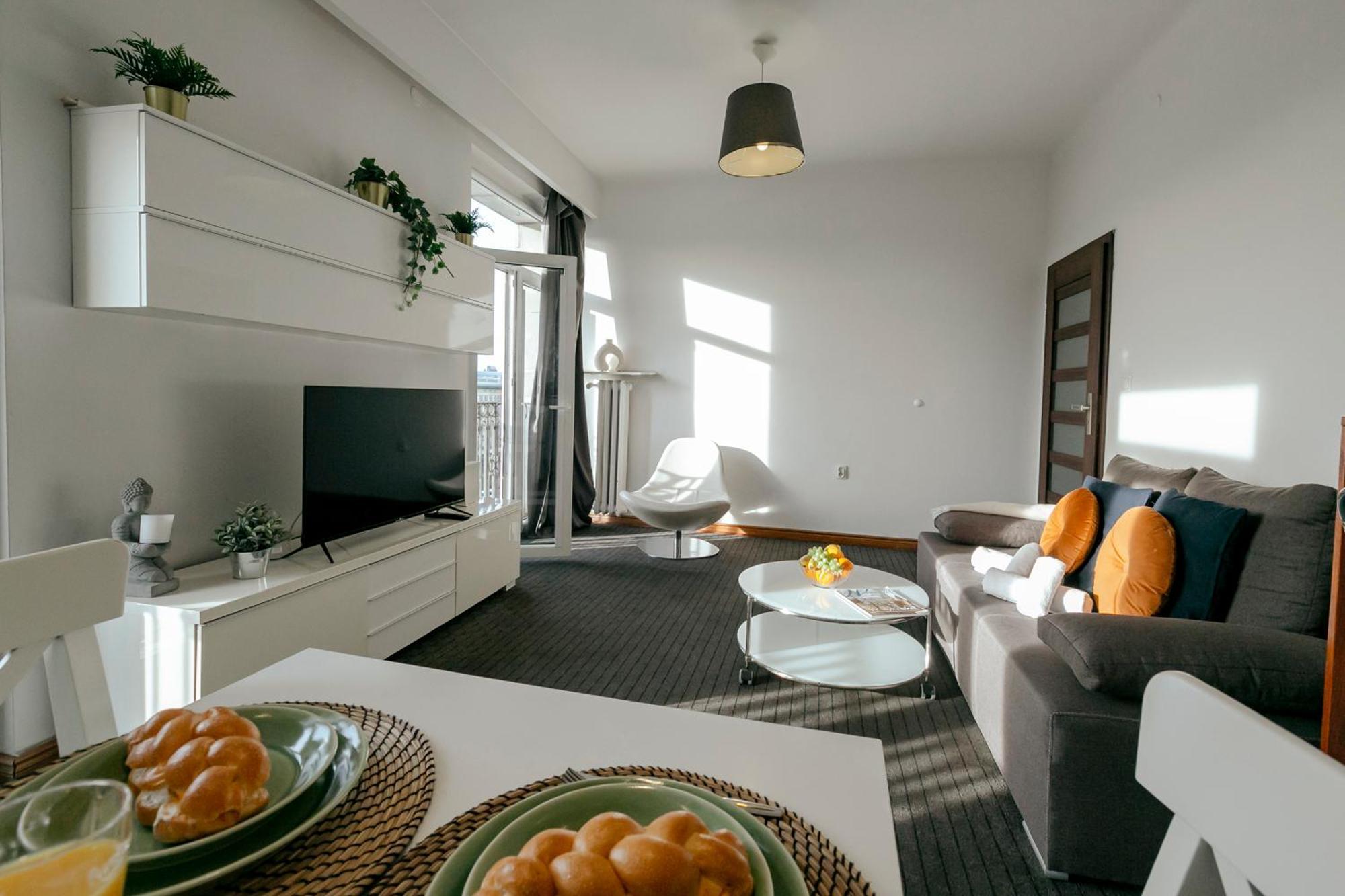 Plac Konstytucji 6 Orange - Apartament Dla 4 Osob - Bezplatny Parking - Free Parking - Piekny Widok Na Panorame Warszawy 华沙 外观 照片